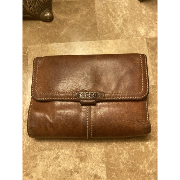 Vintage  Fossil Trifold Bill Wallet 15 Cards plus ID Card Holder - Picture 1 of 16